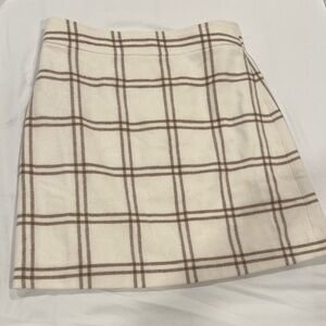 J. Crew Checkered Mini Skirt - White and Brown